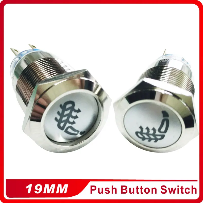 

19mm self-lockinng Push Button Switch LED for Auto Car Stylish Seats Heating Warm Warmer Logo