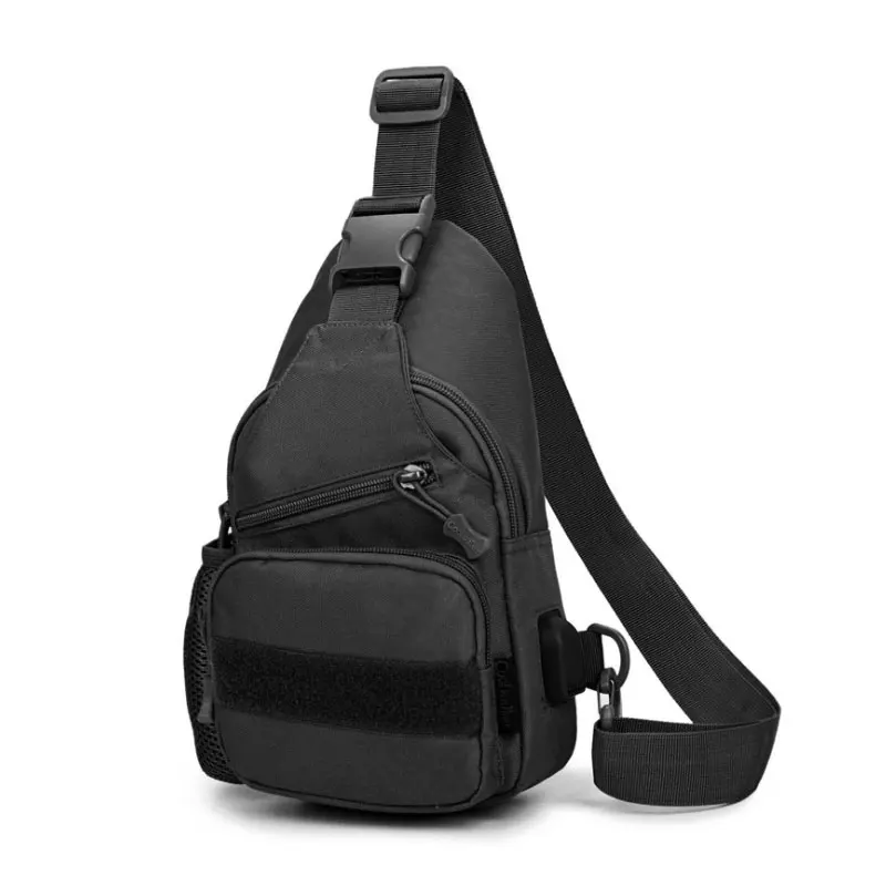 Мужская Уличная армейская Военная Тактическая с USB зарядным одним плечом походная камуфляжная нагрудная сумка охотничий рюкзак - Цвет: Black