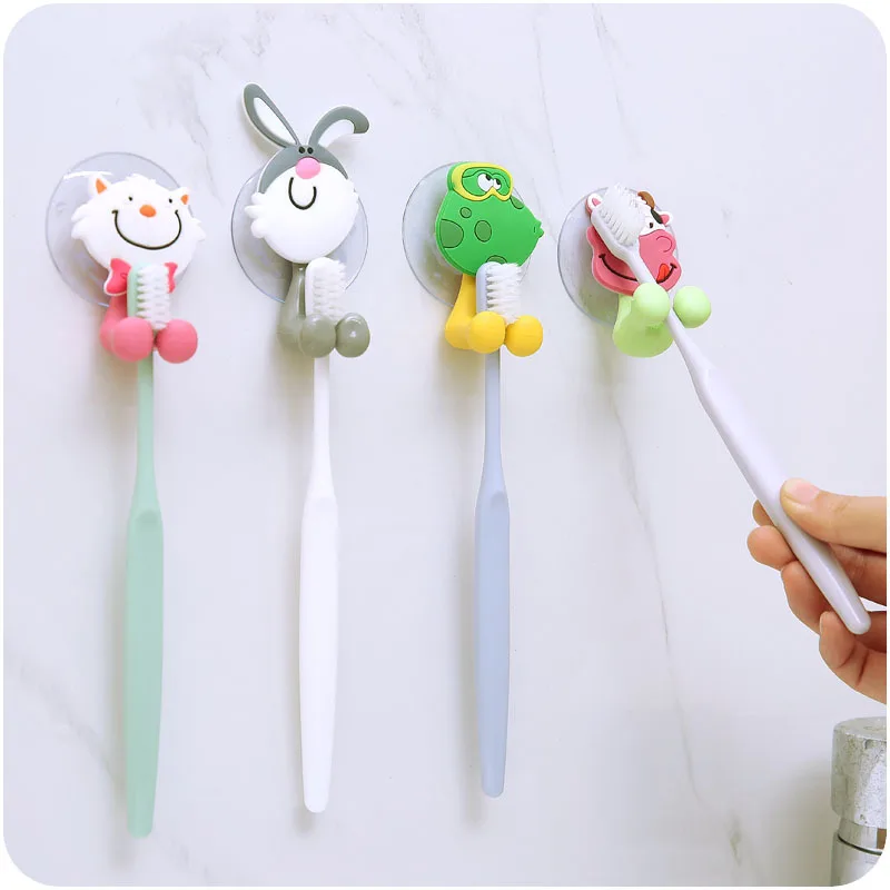 1pcs Animal Cute Cartoon Suction Cup Toothbrush Holder Bathroom