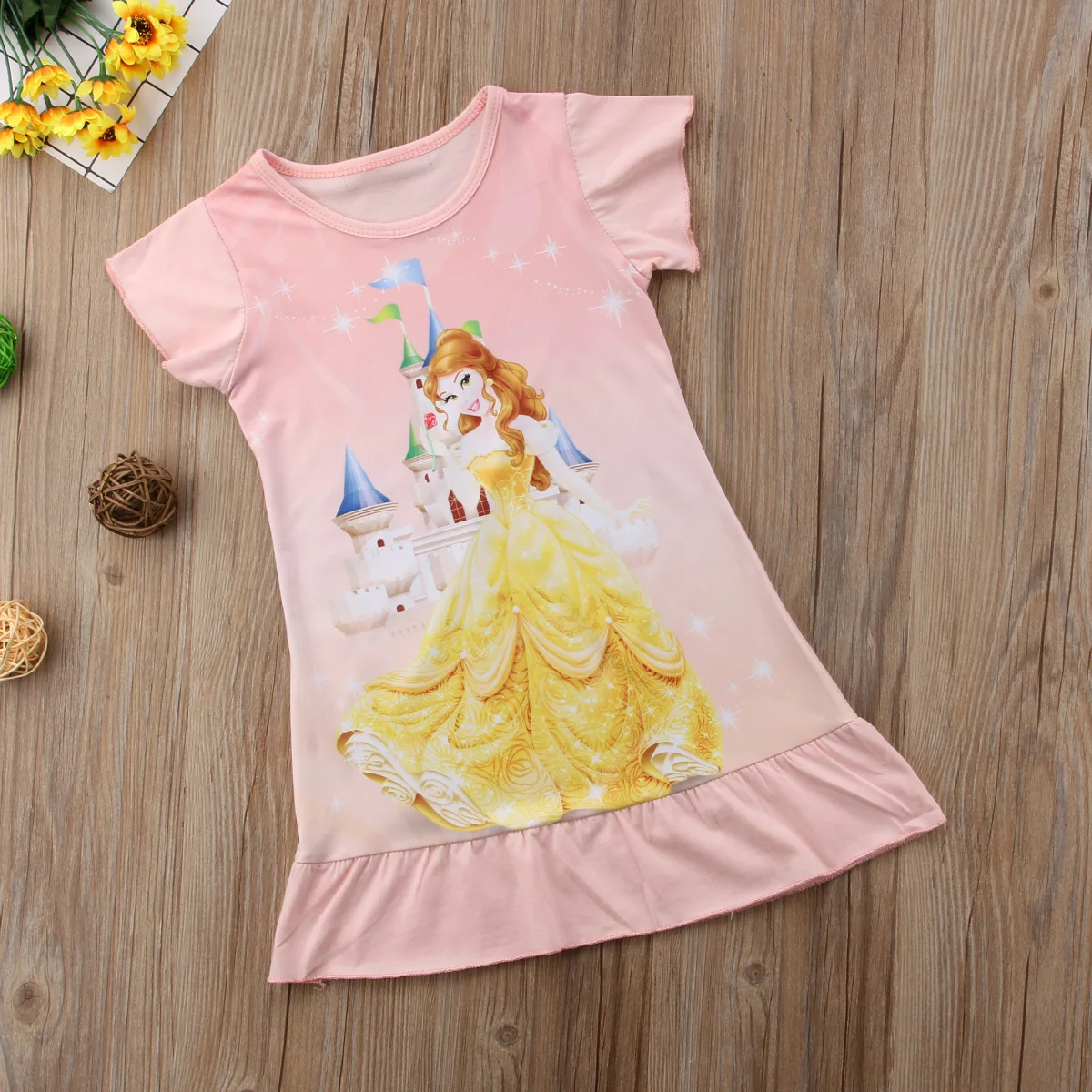 Милые платья с рисунком Рапунцель; летнее платье без рукавов с цветочным принтом для маленьких девочек; одежда для маленьких девочек 2-6 лет