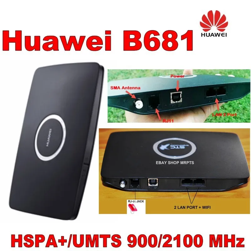 Лот из 50 шт. разблокирована huawei B681 28 Мбит/с Беспроводной маршрутизатор WPS 3g к оператору сотовой связи HSPA+/UMTS 900/2100 МГц Dual SIM Слот для карт памяти Wi-Fi маршрутизатор RJ45 RJ11 Порты и разъёмы