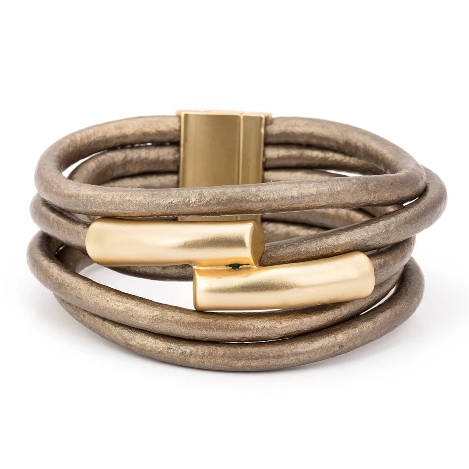 Женский многослойный браслет Bileklik Pulseira Feminina золотой магнит серая веревка из