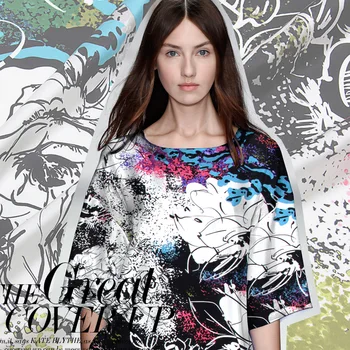 

Van Gogh abstract advanced silk fabric hanging along Icy summer new breathable DIY handmade silk fabrics