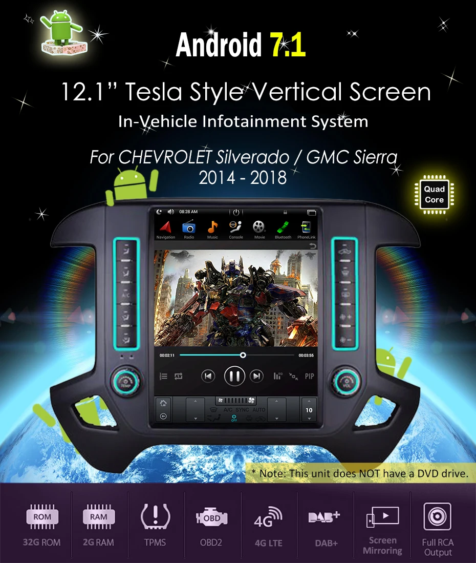 Cheap Android 7.1 12.1" Tesla style Vertical car radio navigation player For Chevrolet Silverado and GMC Sierra 2014 2015 2016 - 2018 0