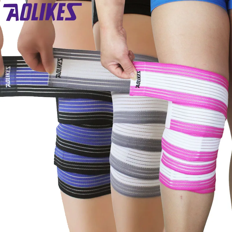 

AOLIKES 2 Pcs Breathable Sports Elastic Bandages Knee Leg Ankle Elbow Compression Protector For Cycling Mountaineering Gym