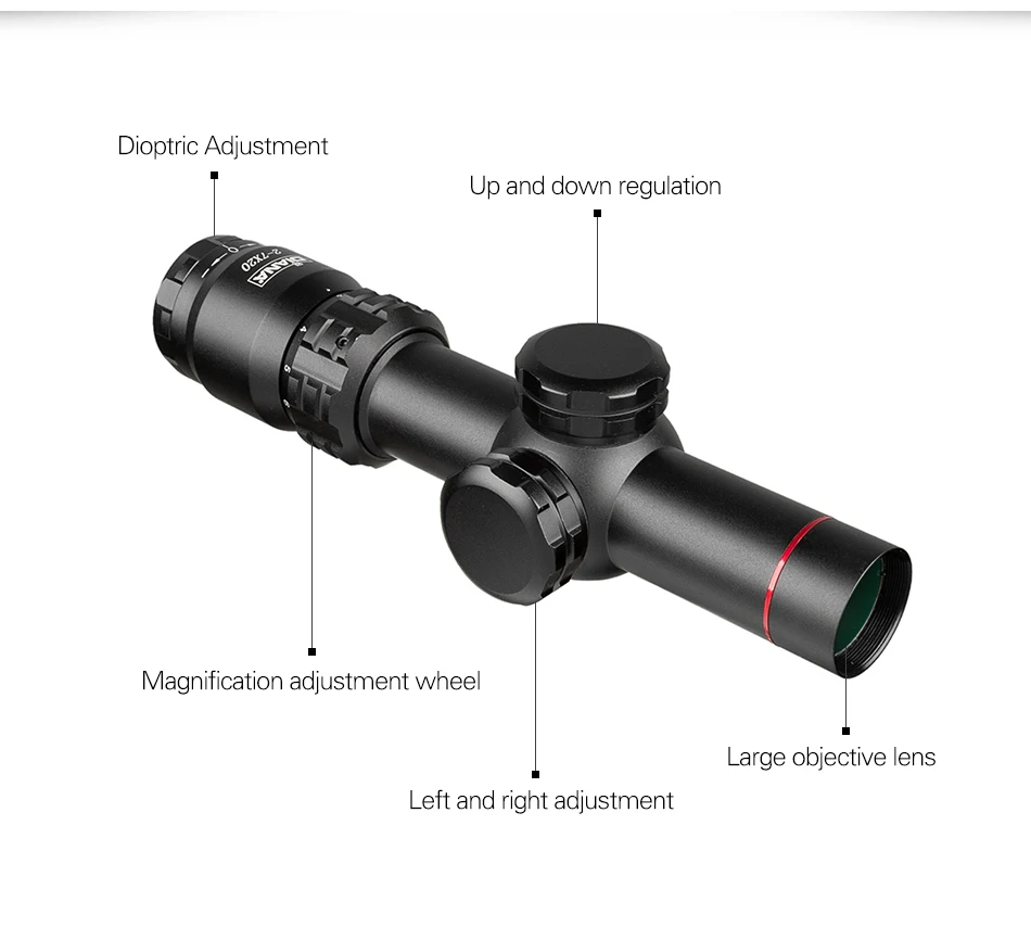 Armas de ar Riflescope Ponto Retículo Vista Rifle Escopo Sniper Caça Escopos Tático Airsoft 2-7x20 hd Mil Mod. 1269755 9 Cheap Lunetas Riflescopes