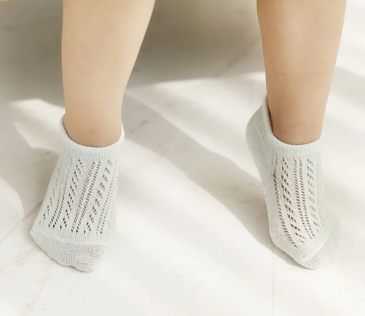 Носки-тапочки унисекс для малышей 0-2 лет, весенне-летнее кольцо, тонкие хлопковые короткие носки с большими сетчатыми глазами, носки-Тапочки