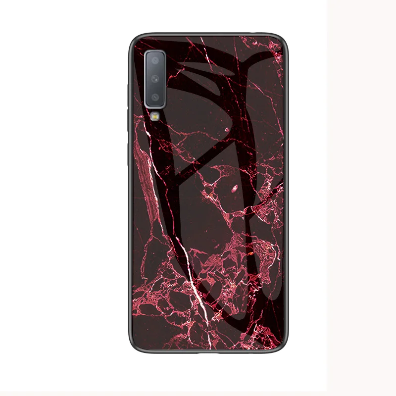 Чехол для samsung Galaxy A7 задняя крышка Роскошные 9 H закаленное Стекло Мрамор мягкий чехол для samsung A7 A750F случае kimTHmall - Цвет: 6