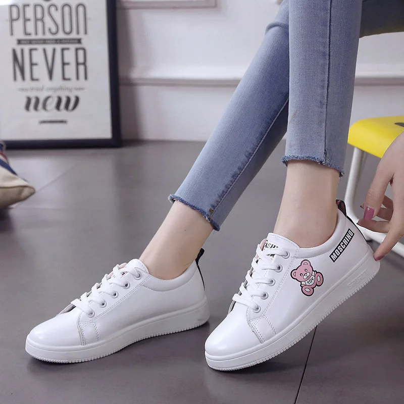 

Cute Girl Whiye Casual Flat Shoes Student Sport Sneakers Cartoon Lightweight Walking Espadrilles Run Outdoor Zapatos De Mujer