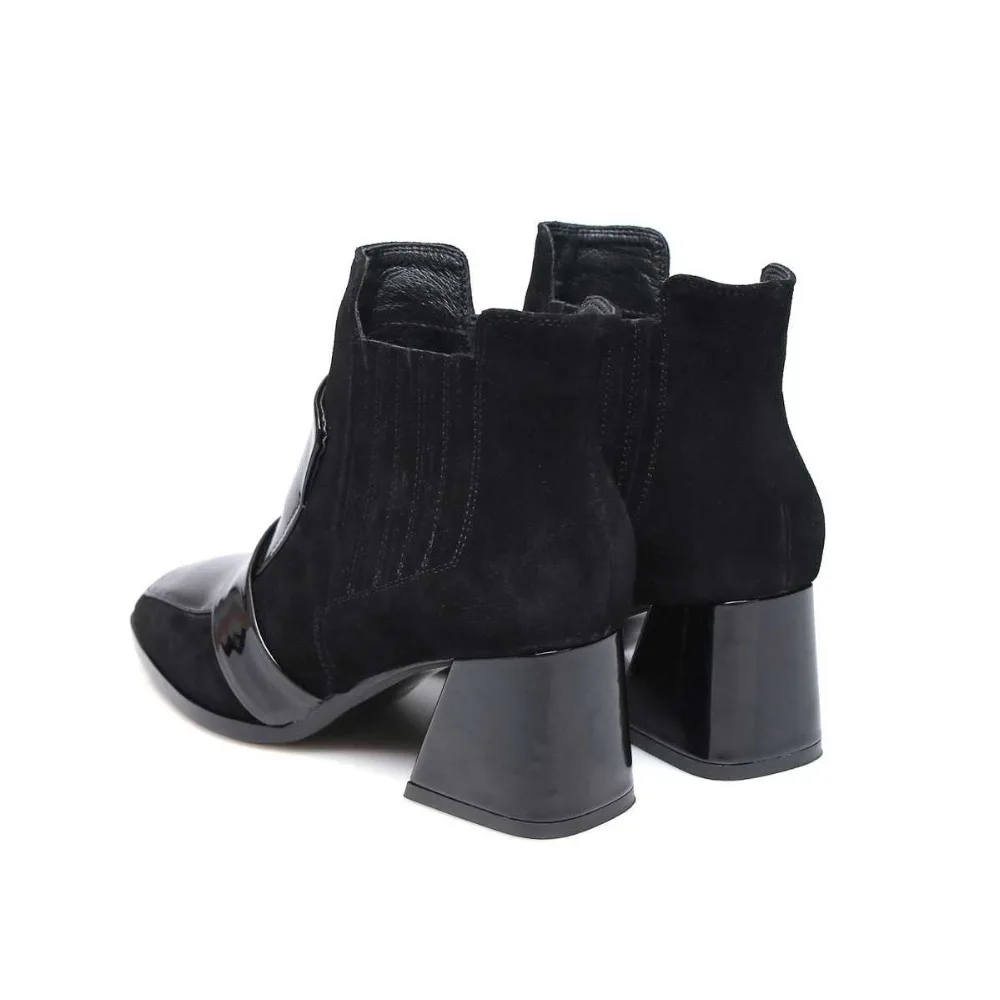 Suede Angle Boots 2017 Winter Genuine Leather Squa