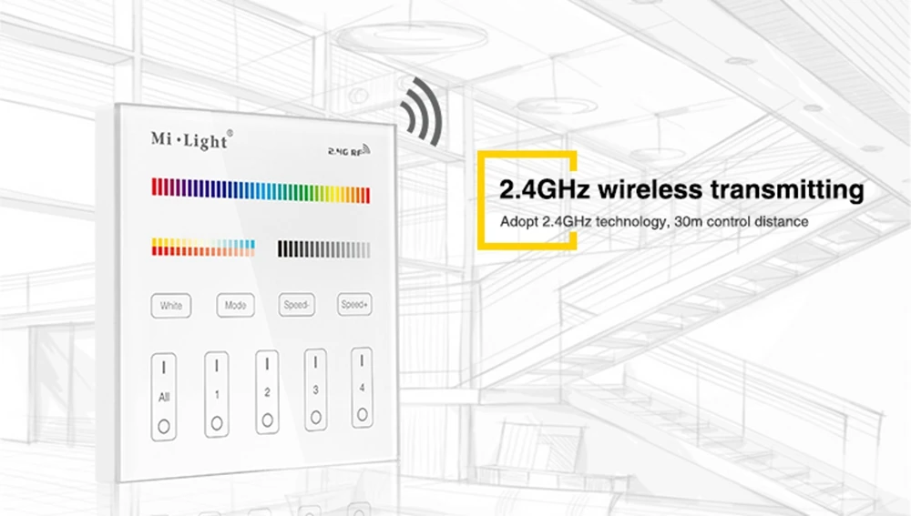 Milight светодиодные лампы 9W RGBCCT+ WL-Box1 светодиодный контроллер DC5V+ 2,4G B4/T4 4-Зона RGB+ CCT сенсорный Панель пульт дистанционного управления