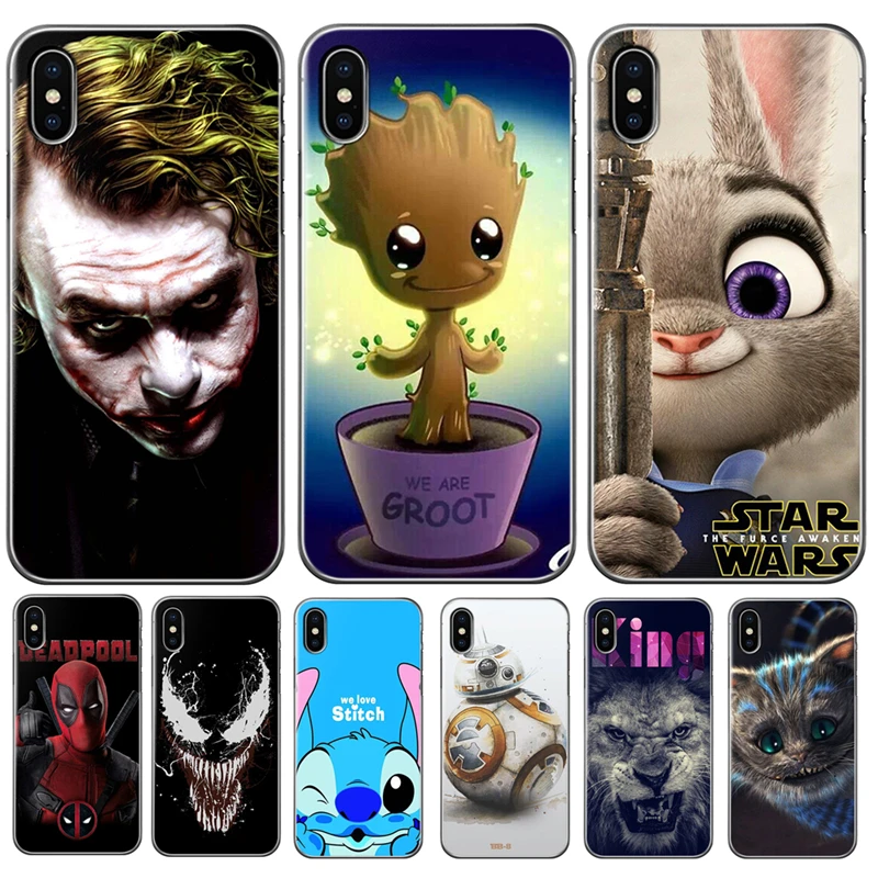 

For Cover iPhone 5 5S SE 6 6S 7 8 XS X Max Plus Coque Venom BB-8 Grout Mickey Mouse Stitch joker Capa Cute Star Wars phone case