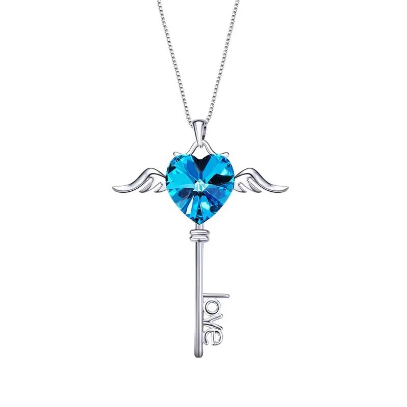 

New Angel Heart Wing Pendant Necklace For Women Girls Party Engagement Wedding Jewelry