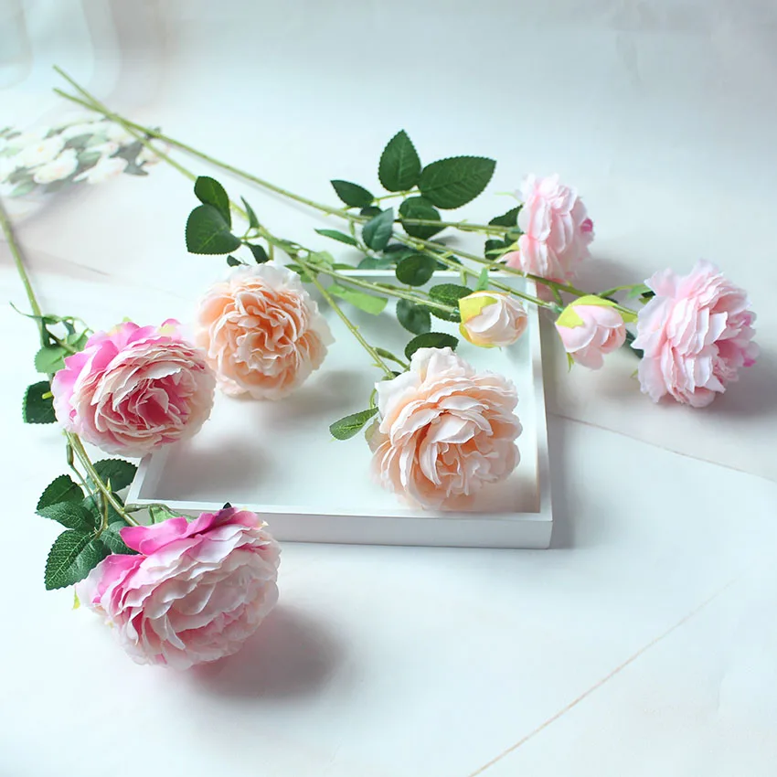Peony flower rose artificial silk wedding home decoration  (26)