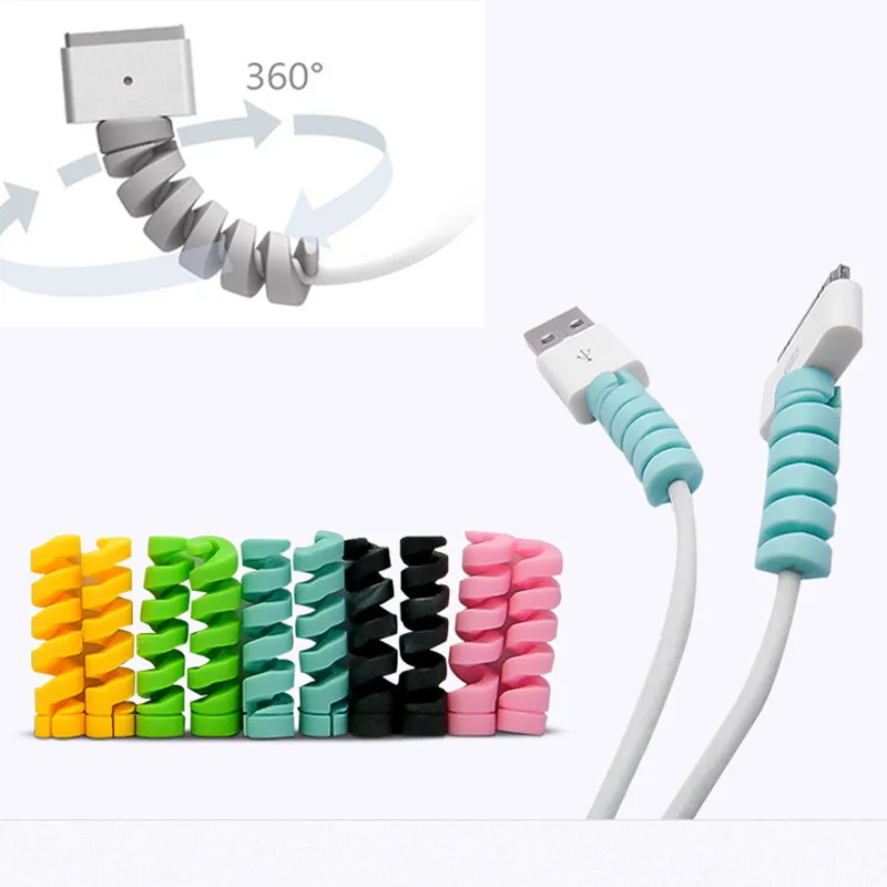 Spiral Tube Cable Protector Winder Wire Cord Organizer Holder Cable saver For iphone Cable Protector