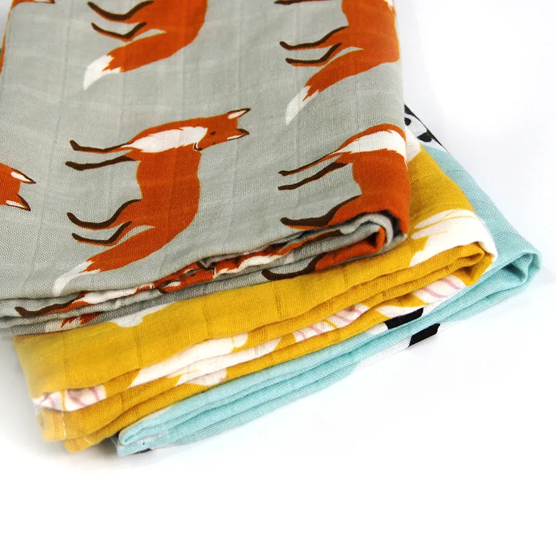 Hot Baby Towel 58x58cm 2 Layers Organic Cotton gauze Material Children Towels Soft Cartoon Towel Baby Bath For Newborns