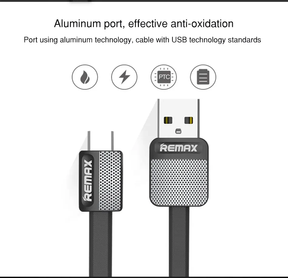 

REMAX Type C USB Data Cable Flat Metal Charging Cable 2.1A Durable USB C Fast Charger Cable for Xiaomi 4c/samsung S8/HTC/mezu