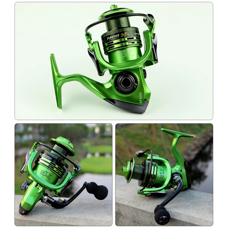 Рыболовная катушка Pesca спиннинг 14BB 5 5: 1/4. 7:1 соотношение Molinete para металлическая