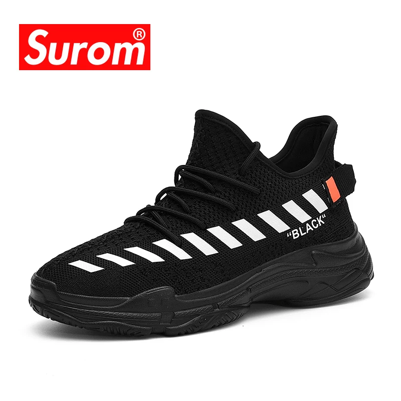 Acheter SUROM Mode Flywire Hommes de Chaussures Casual Sneakers Léger Sapato Masculino Confortable Respirant Chaussures Hommes