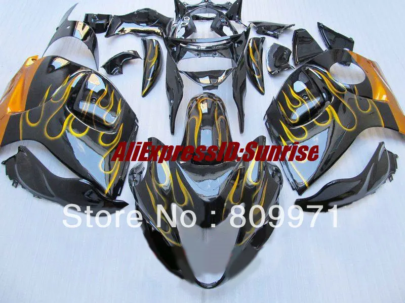 Золотой черный полный комплект обтекателя Для SUZUKI GSXR1300 08 09 GSX-R1300 GSXR1300 2008 2009 материалы для инжекционного литья комплект