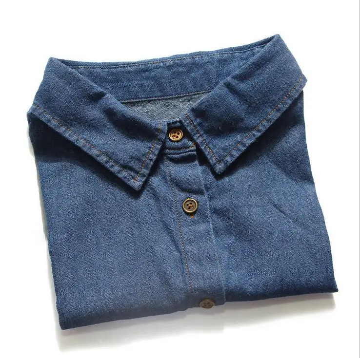 Lady Fashion Denim Women Detachable Collars Jean Fake Collar Denim Blue