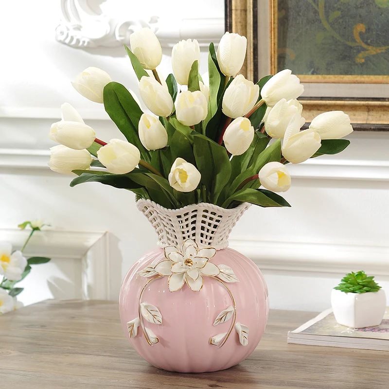 Modern Art Ceramic Vase Pink & Blue Stereoscopic Flower Home Decor Wedding Centerpieces Artistic Design 2