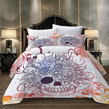 

Cartoon sketch skull head printed bed linens set single double sizes bedding set include pillowcases polyester duvet cover sets