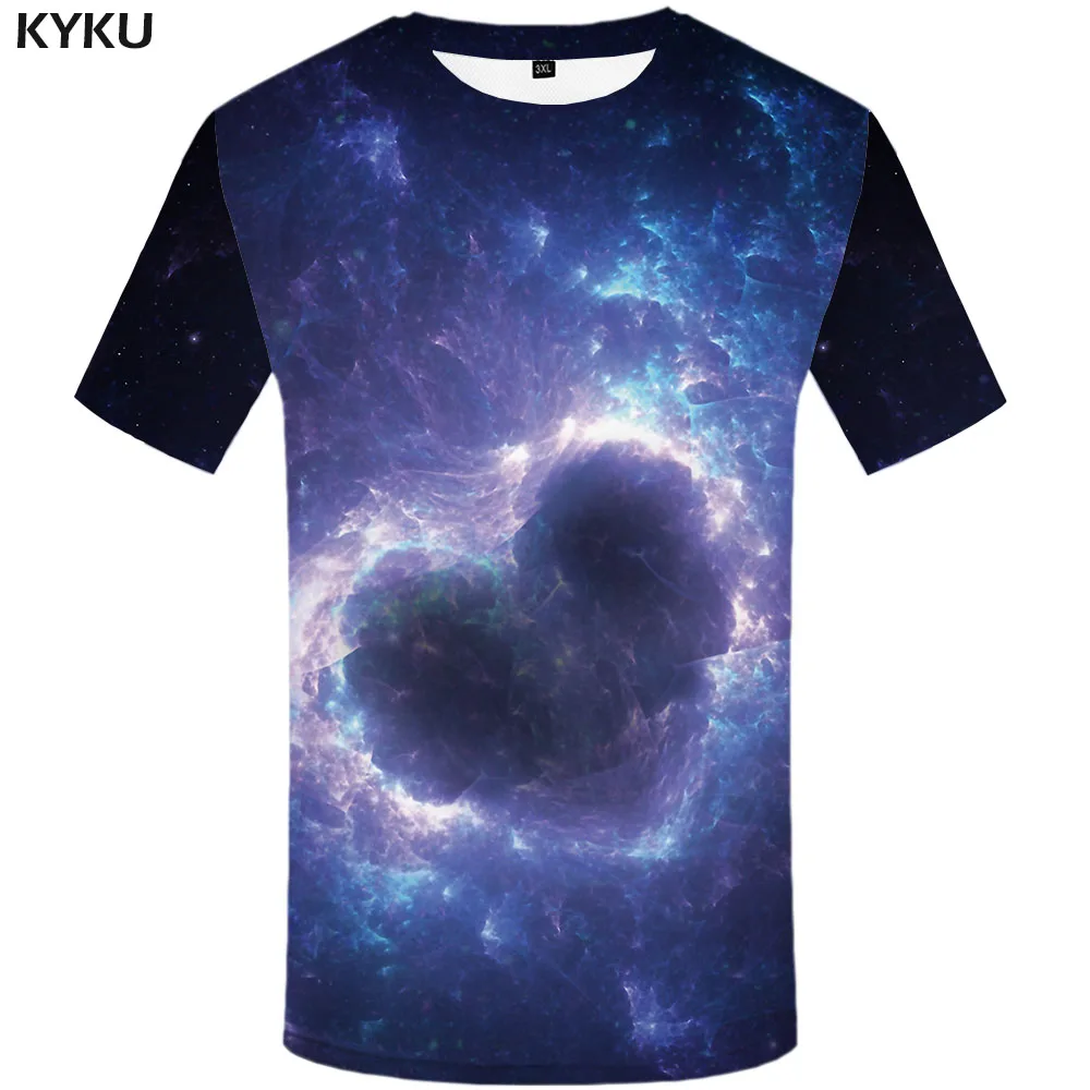 

KYKU Brand Galaxy Space T shirt Men Nebula Tshirts Casual Love T-shirts 3d Colorful Anime Clothes Mens Clothing summer