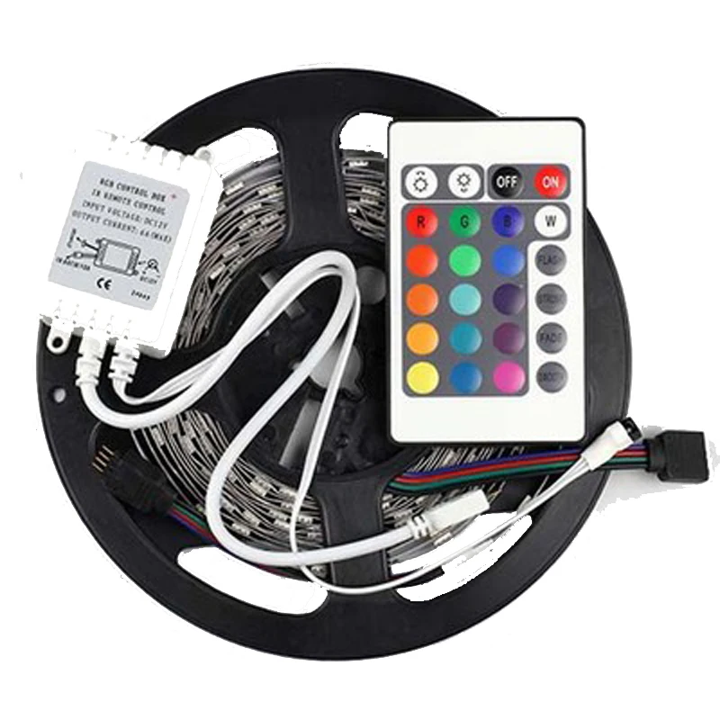 5 м 5050 RGB 150 светодиодов SMD гибкая светильник вая лента + ИК пульт с 24 кнопками 12 В