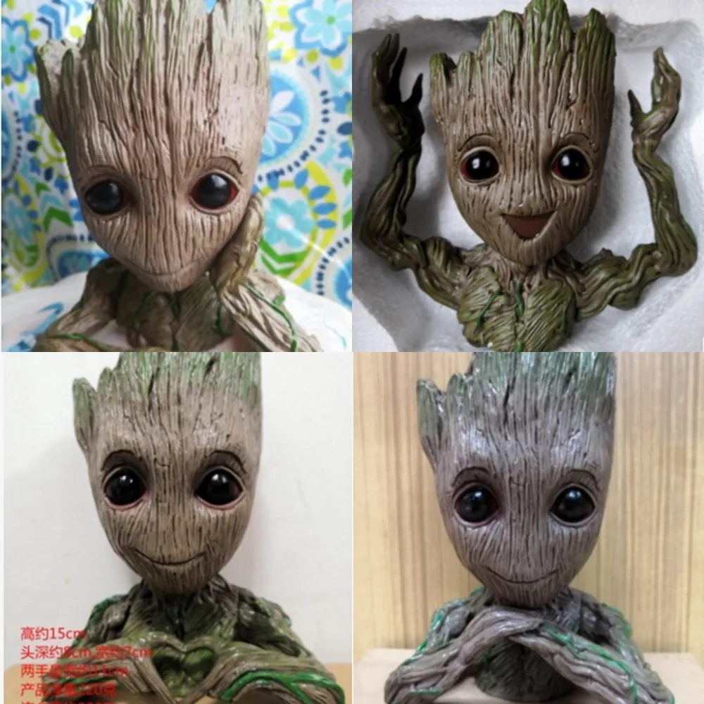 

Doll MARVEL Guardians of the Galaxy Grout Figure Collectible PVC Model Flower Pot Key Ring Children Toy Gift