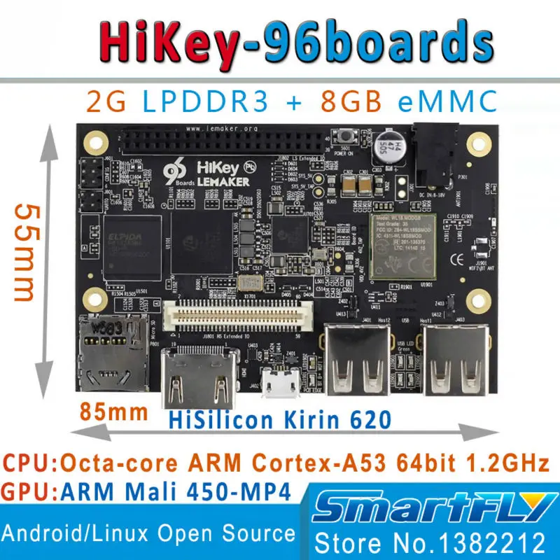 

HiKey620 2G DDR Development Board 96Boards Kirin620 ARM Cortex-A53 Octa-core 64bit android6.0 linux open source AOSP support