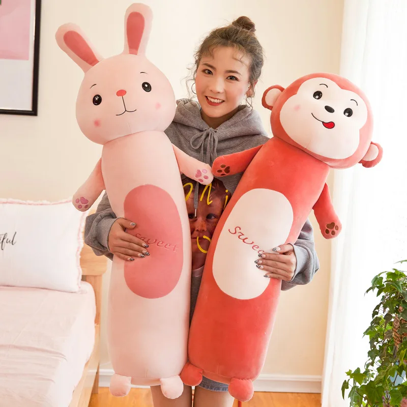 

Super Soft Long Strip Sleeping Pillow Doll Creative Stuffed Animals Monkey Lion Frog Rabbit Children Sleeping Pillow Plush Toy