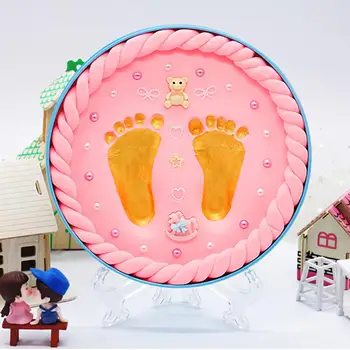 

2Colors Baby Hand And Foot Printing Mud DIY Souvenir Children's Birthday Baby Gift Box Send Roller Numbers