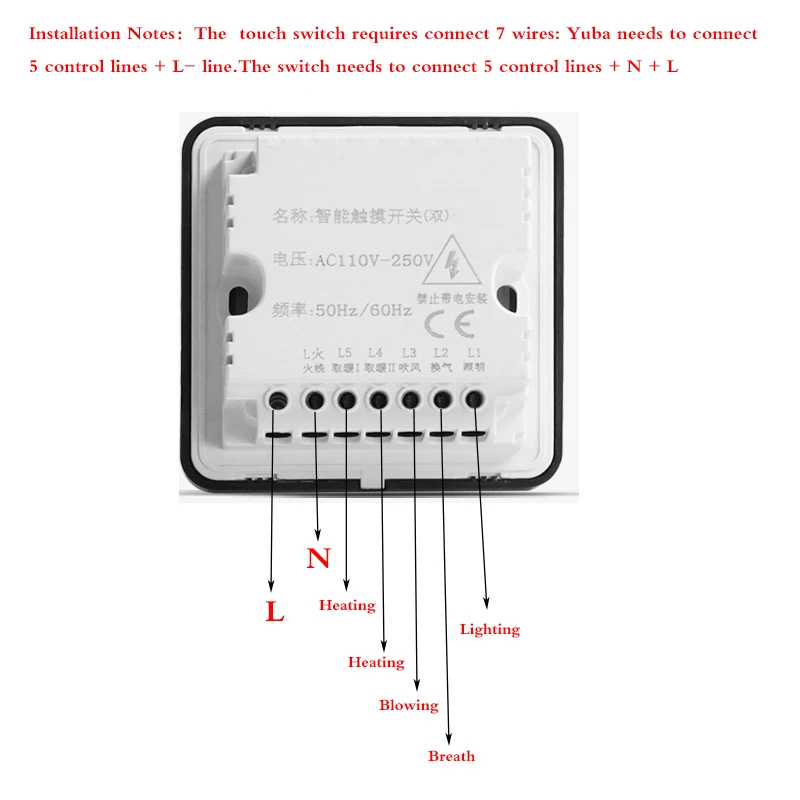 6 в 1 многофункциональная умная сенсорная розетка Yuba 6 банд ванная комната Универсальный Водонепроницаемый умный сенсорный экран 86*86 мм
