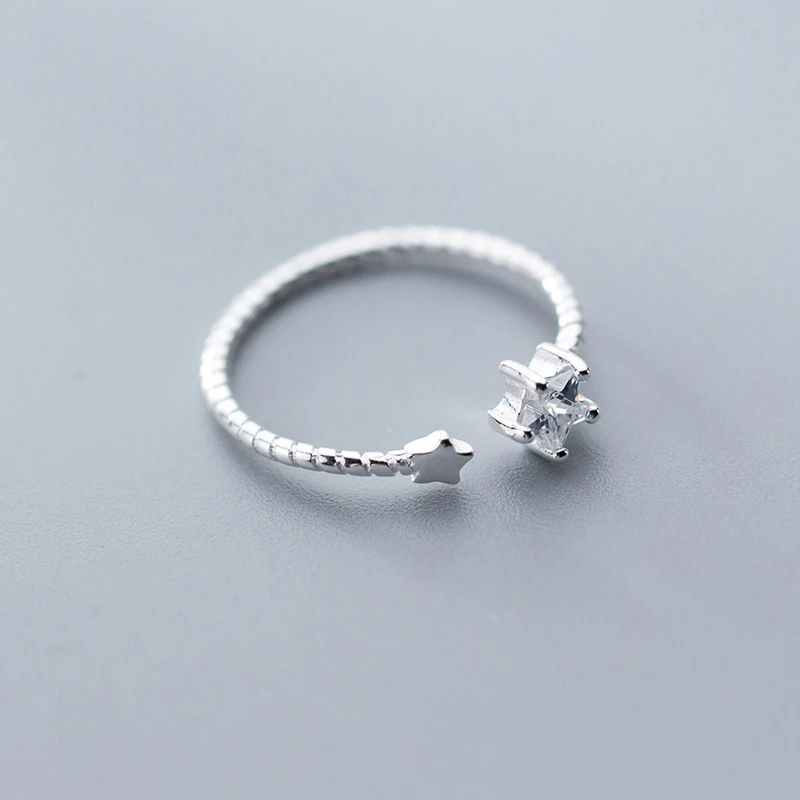 INZATT, настоящее 925 пробы, Серебряное циркониевое кольцо со звездой для милой девушки, свадебное украшение, кольцо для открытия, романтический подарок
