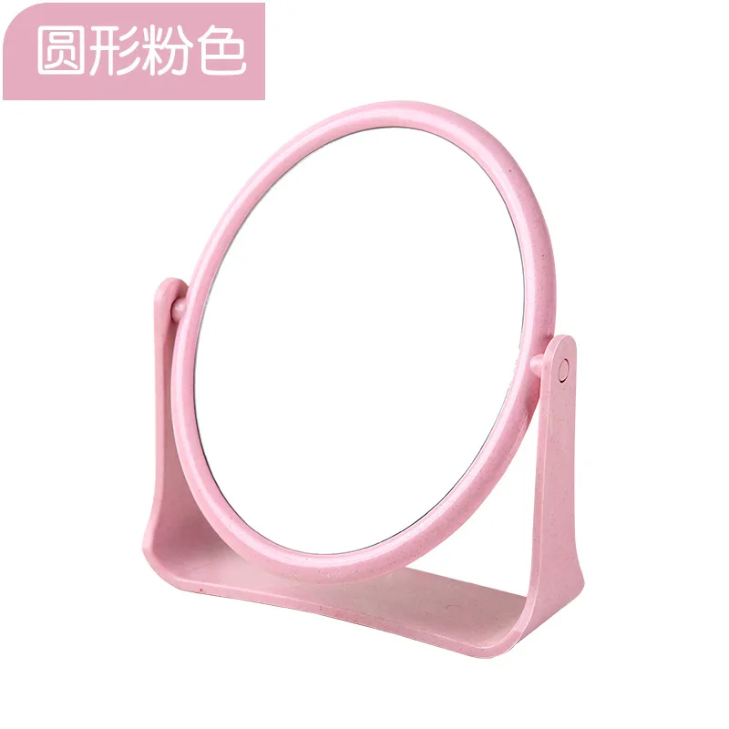 Креативное декоративное двойное зеркало леди настольное зеркало для макияжа ремесла круглой формы принцесса зеркало с украшениями домашние декоративные предметы - Цвет: Round pink