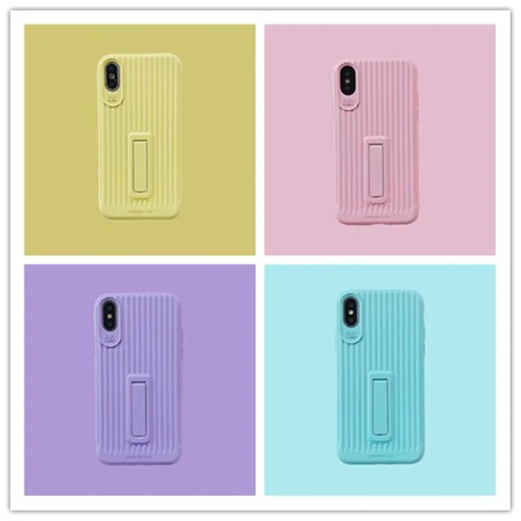 

Japanese Fashion Macaron pink cute Bracket phone case for coque iPhone 7 7 plus 8 6s 6 plus TPU case silicon for iPhone cover X