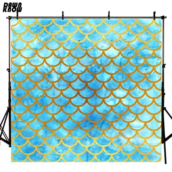 

DAWNKNOW Bluish Green Mermaid Shape Photography Background For Children Party Photocall Customize Backdrop Baby Photo Booth G578