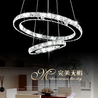 Crystal chandelier modern circle led diamond ring crystal chandelier for dinning room 1 circle/2 circles/3 circles D30-80CM