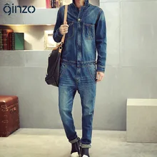 Männer vollständige sleeve denim overalls Beiläufige lange länge jeans Overalls Blue jeans
