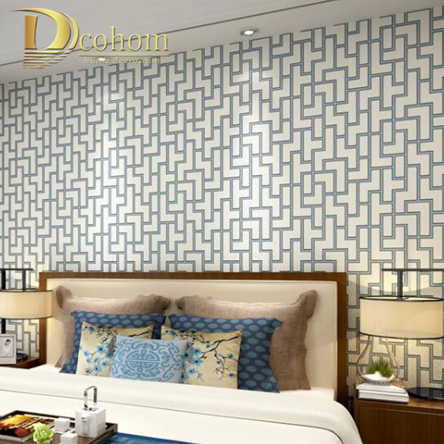

High Quality Gray White Geometric Wallpaper Grid Metallic Textured Wallcovering Rolls Trellis Non-woven Wall Decor