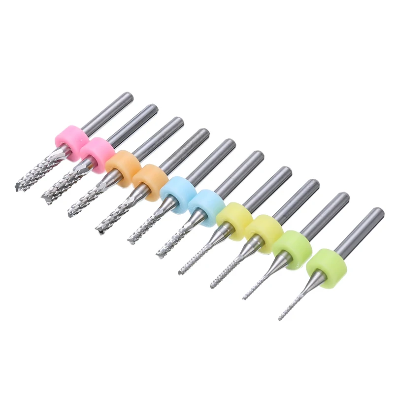 10PCS 1/1.5/2/2.5/3mm Micro Drill Bits Set Carbide Engraving Drilling Bit for PCB CNC Rotary Cutter Milling Cutting Tools