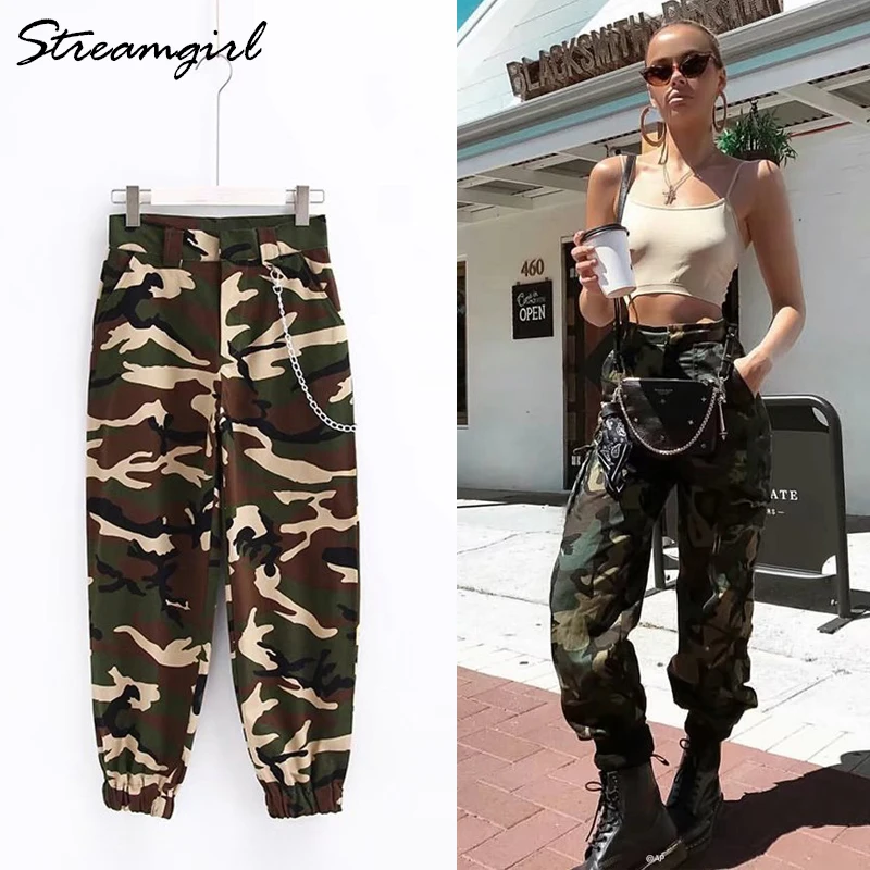 high waisted baggy camo pants