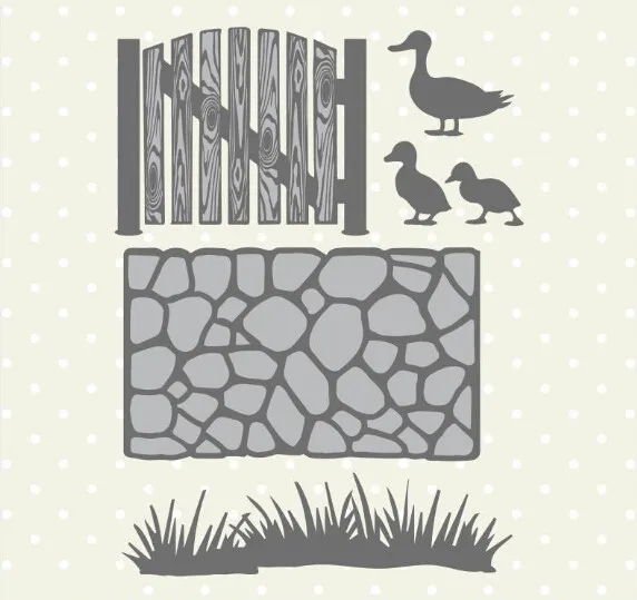 

Ufurty 6 Pcs/lot Metal Cutting Dies Grass Fence Ducks Garden Scrapbooking For Card Making DIY Embossing Die Cuts New 2019