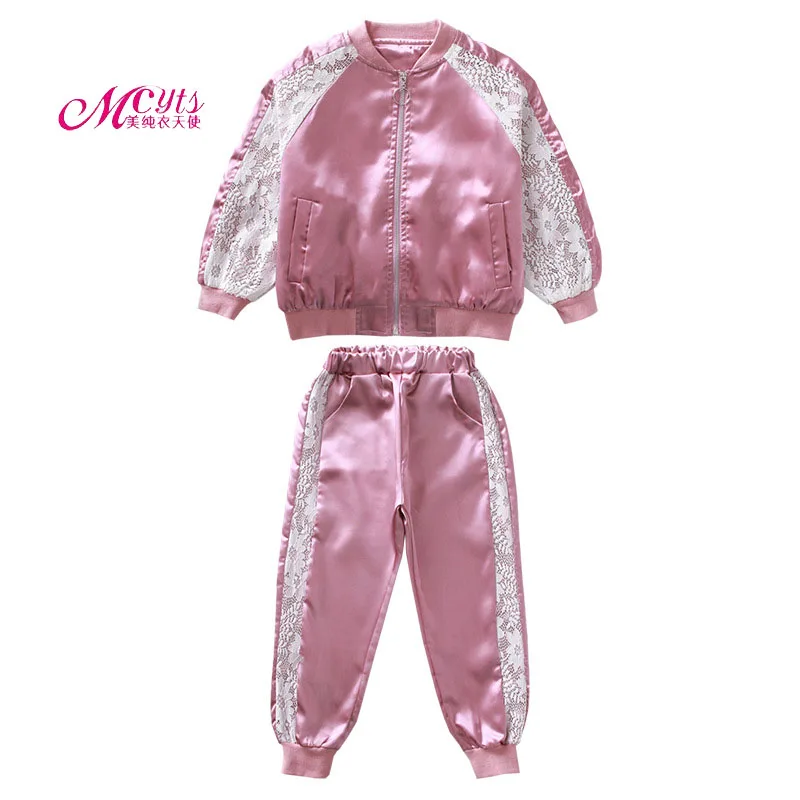 

Children Clothing Sets Autumn Winter Girls Sport Suit Lace Long Sleeve Jacket+Pants 2 PCS Set Girls Clothes 4 6 8 10 12 13 Years