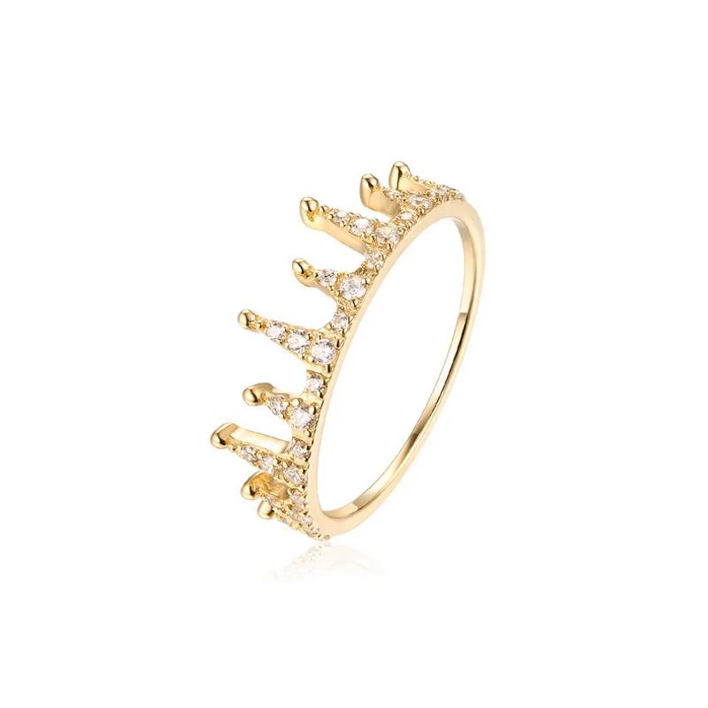 

JXXGS Hot Sale Gold Color 3A Zircon Luxury Crown Ring 14k Gold Unique Designs Ring For Women