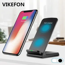 VIKEFON двойная катушка 10 Вт Qi Беспроводное зарядное устройство для iPhone X/XS Max XR 8 Plus быстрая Беспроводная зарядная док-станция для samsung S9 S10+ Note 9 8