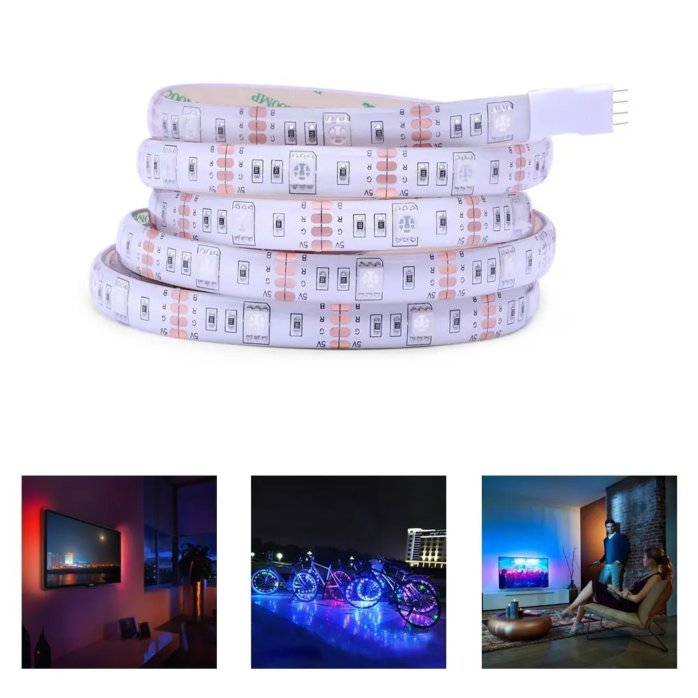 1 м DC12V 5050 светодиодные Газа гибкая Водонепроницаемый RGB 24 клавиши Дистанционное