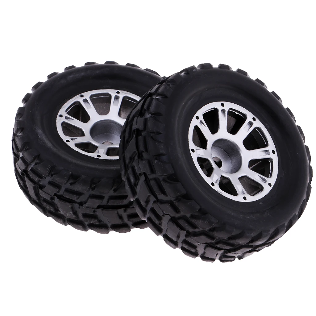 2pcs Plastic Wheel Rubber Tires for WLtoys A949 A959 A969 RC Car Spare Parts