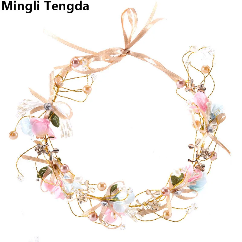 

Mingli Tengda 2018 High Quality Sweet Wedding Flowers for Hair Women's Headband Flowers Party Fashion Bride Accessories
